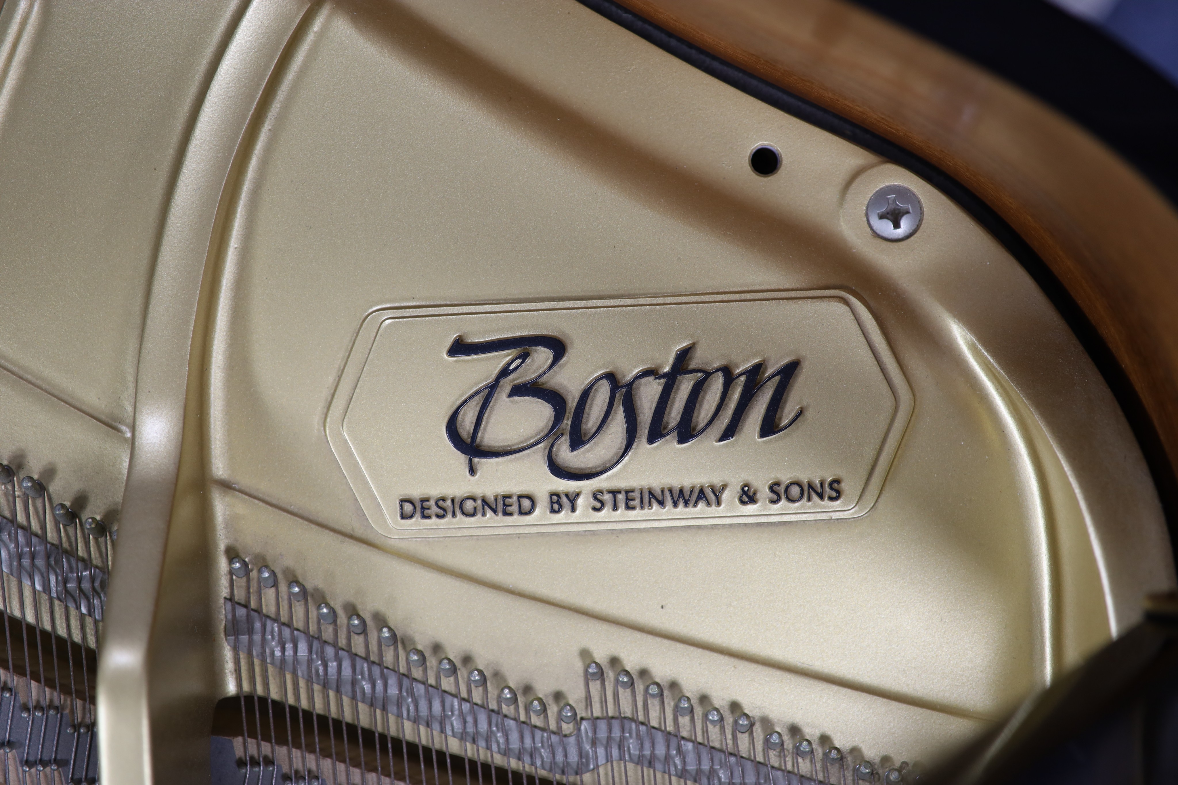 A Steinway & Sons Boston 156 ebonised boudoir grand piano H 102cm. W 146cm. D 150cm.